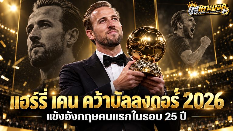 แฮร์รี่ เคน ผงาดคว้าบัลลงดอร์ 2026! สร้างประวัติศาสตร์แข้งอังกฤษคนแรกในรอบ 25 ปี